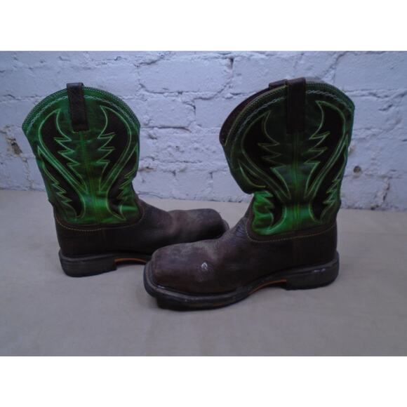 Ariat Men's 13D Rebar Flex Western VentTEK Brown Green Composite Toe Work Boots - Picture 5 of 11